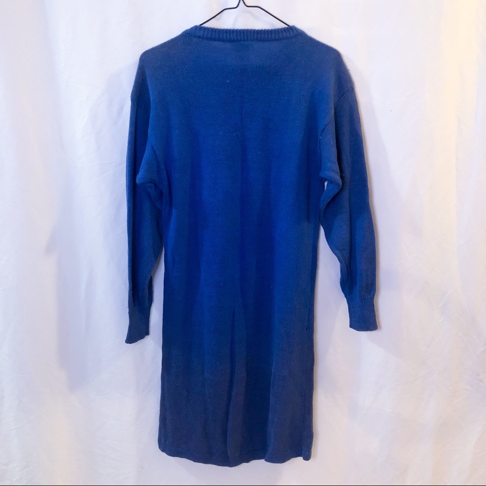 Vintage 80s Sequin Blue Sweater Dress - Picture 15 of 16